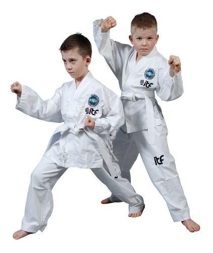 Dobok Taekwondo Itf Logo Nuevo Acrocel Uniforme Traje Niños