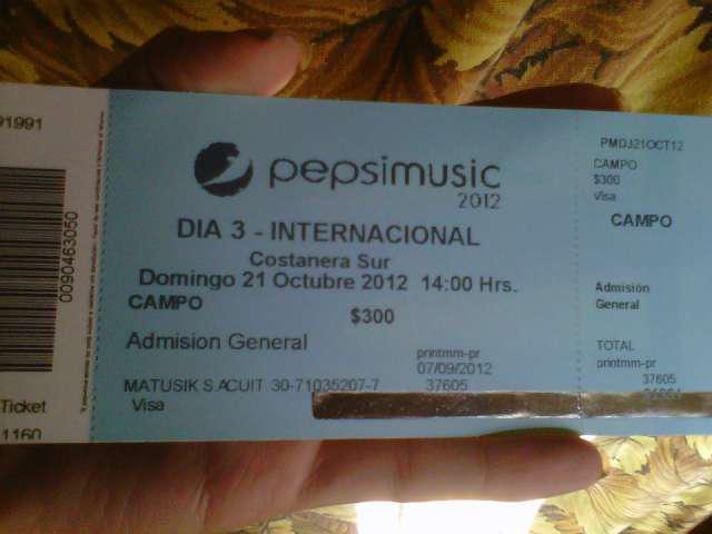 Entrada pepsi music (dia intenacional) y entrada para simple