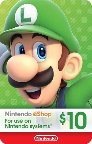 Nintendo Eshop 10 Usd - Wii U - 3ds - Switch Tarjeta 10$