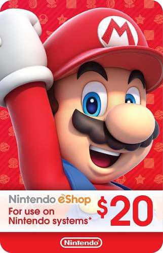 Nintendo Eshop 20 Usd - Wii U - 3ds - Switch - Tarjeta 20$