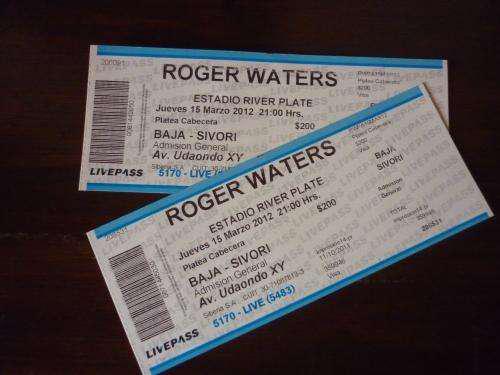 Vendo 2 entradas roger waters 15/03 platea cabecera baja