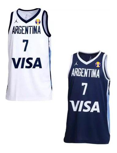 Camiseta Basquet Argentina Jordan+parche Mundial+#7 Campazzo