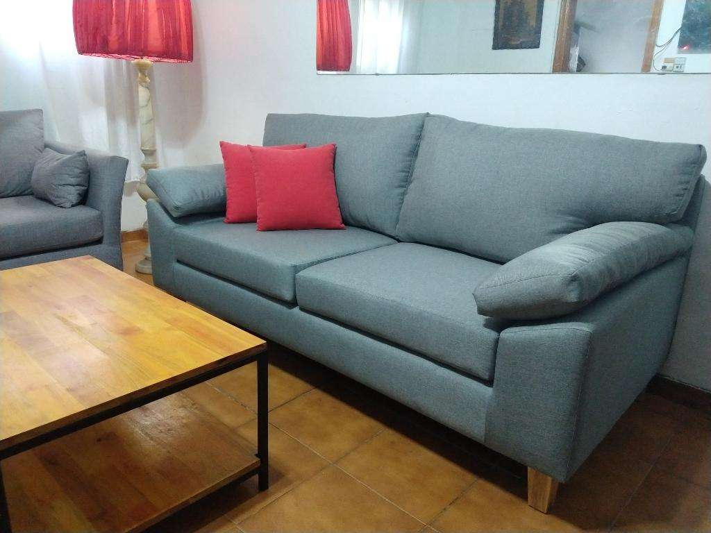 sillon 3 Cuerpos Lino Gris 1.9m