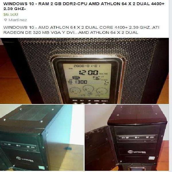ATHLON 64X2,,,WINDOWS 10,,VIDEO CON VGA Y DVI HASTA 1 GB,,,