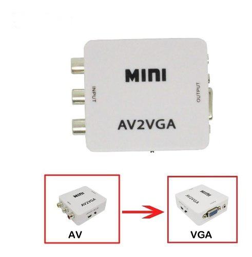 Conversor De Rca A/v A Vga Audio Auxiliar Monitor Proyector