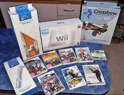 Wii Con Un Control, Un Nunchuck,varios Juegos Y Accesorios