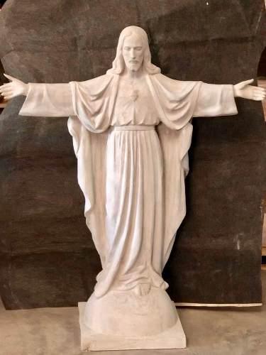 Estatua Cristo Redentor Altura 1,70 M Color Gris Cemento