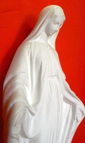 Virgen Milagrosa Cemento Blanco Mediana De 0.65 Estatua