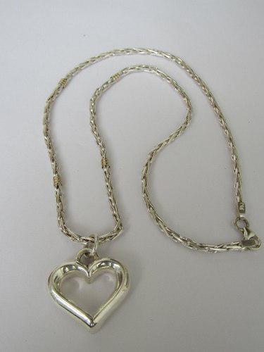 Cadena Espiga Con Dije Corazon Plata Y Oro (di5)