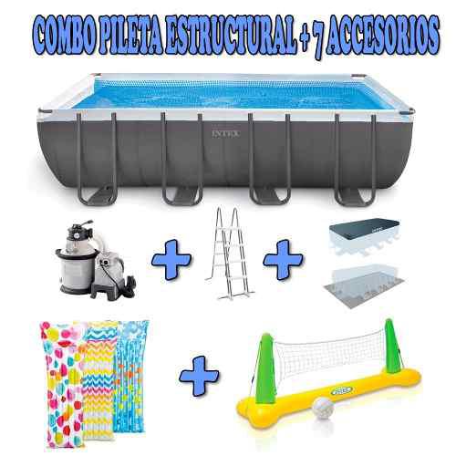 Combo Pileta Estructural 17203 Lts Familia + 7 Accesorios