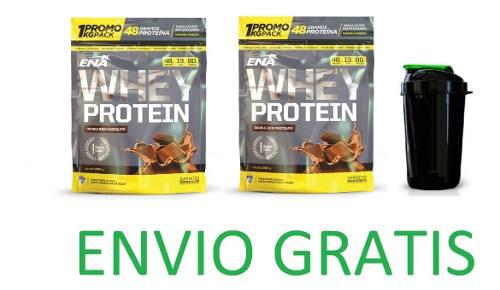 Ena Whey Protein 2kg + Shaker Instantanea Gana Masa Muscular