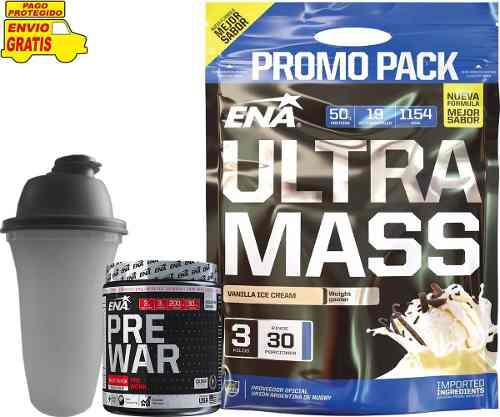 Gainer Ultra Mass 3kg Ganador Peso + Pre Work + Shaker