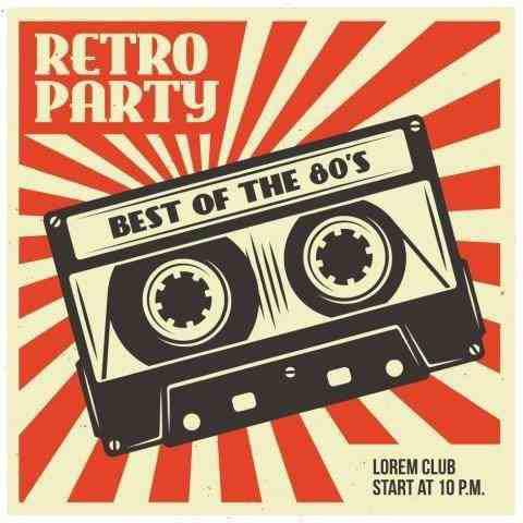 Retro Party Advertising With Audio Cassette - 40 X 40 Cm