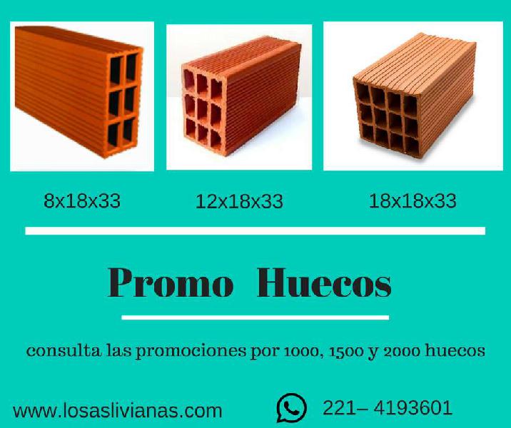 Ladrillos Huecos 12x18x33 (9 a) Precio del millar.