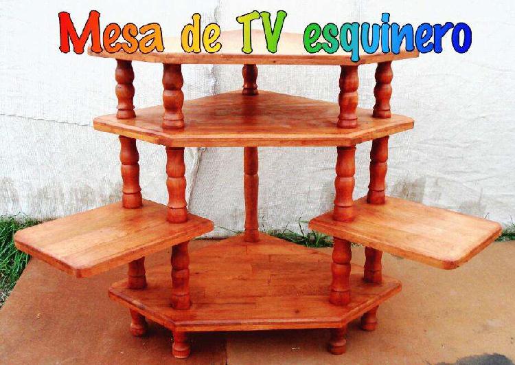 Mesa TV esquinero de Algarrobo NUEVO