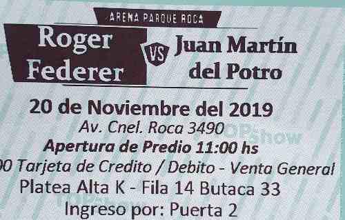 Entrada Federer Del Potro Platea Alta K