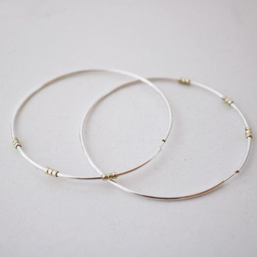 Aros De Plata 925 Y Oro 18k Argollas 5cm Grandes Garantía