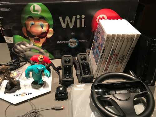 Nintendo Wii Black+2 Nunchuk+2 Controles+8 Juegos Impecable!