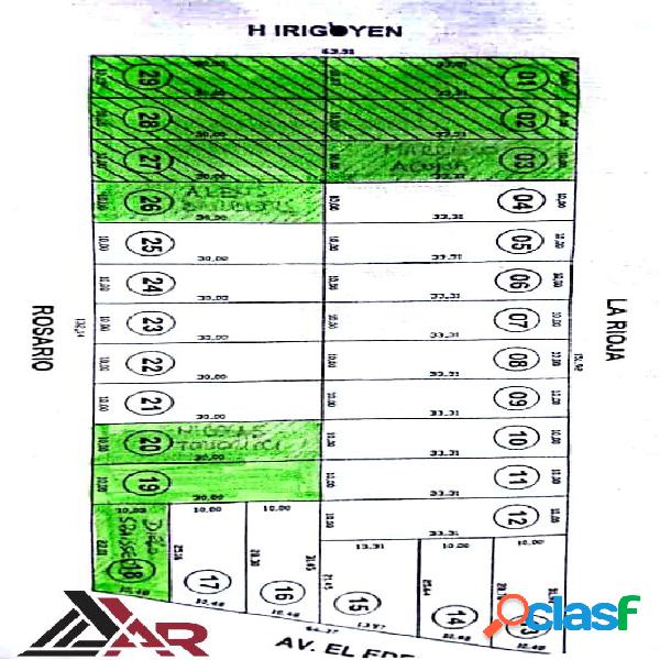 TERRENOS LOTES EN VENTA RICARDONE 10X30 S/BV EDEN Y CALLE