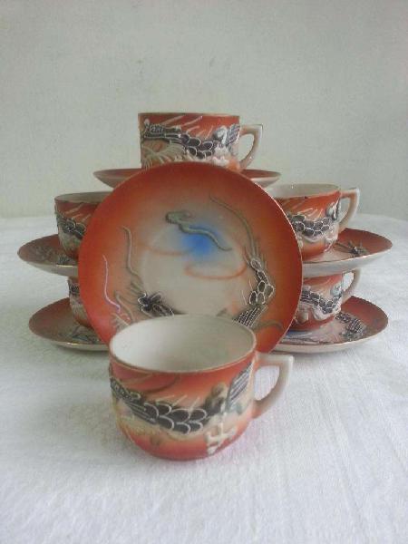 Antiguo juego de café porcelana oriental geisha