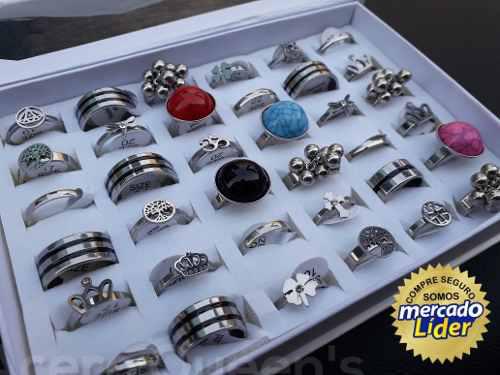 Lote 12 Anillos Premium Variados Acero Quirurgico X Mayor