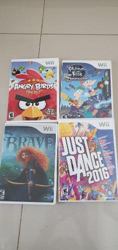 Lote De 4 Juegos Originales Wii. Just Dance, Angryb, Brave