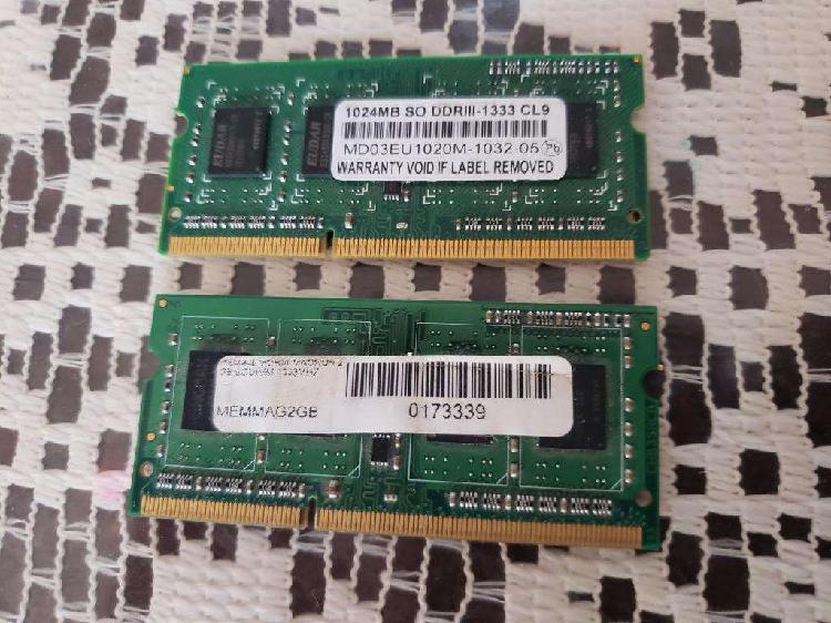 MEMORIA RAM NOTEBOOK DDR3 1GB, DDR2 1GB, PERFECTAS..