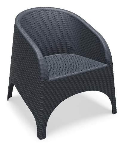 Sillón Plástico Apilable De Ratan Alejo Negro