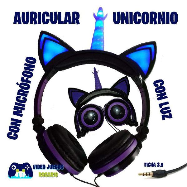 Auriculares Vincha Unicornio con Luz y Micrófono