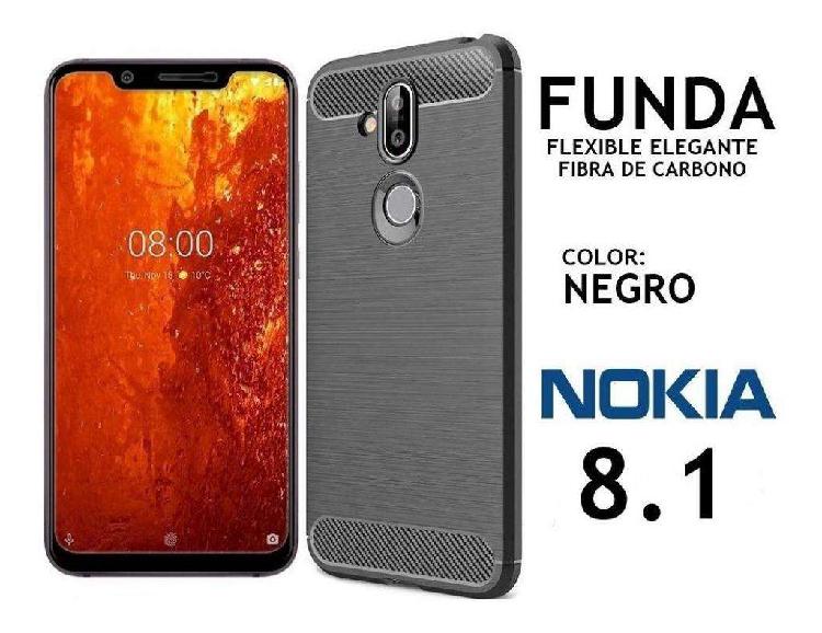 Funda Elegante Flexible Fibra Carbono Nokia 8.1 Rosario