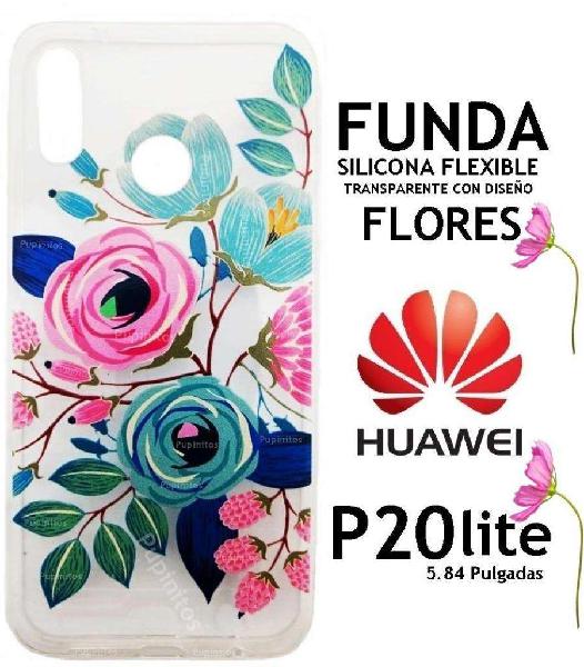 Funda Tpu Flores Silicona Flexible Huawei P20 Lite Rosario