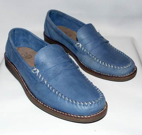 Zapato De Hombre Náutico Azul Índigo - Todo Cuero - Talle