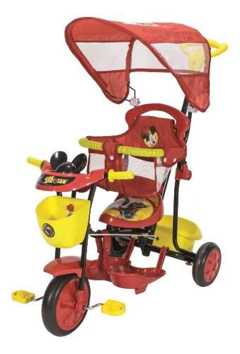 Triciclo Bebe Disney Mickey Y Cars Rojo Xg-8001