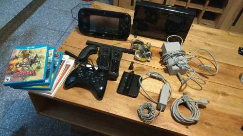 Nintendo Wii U Deluxe Negra 32gb Con Accesorios Y Juegos