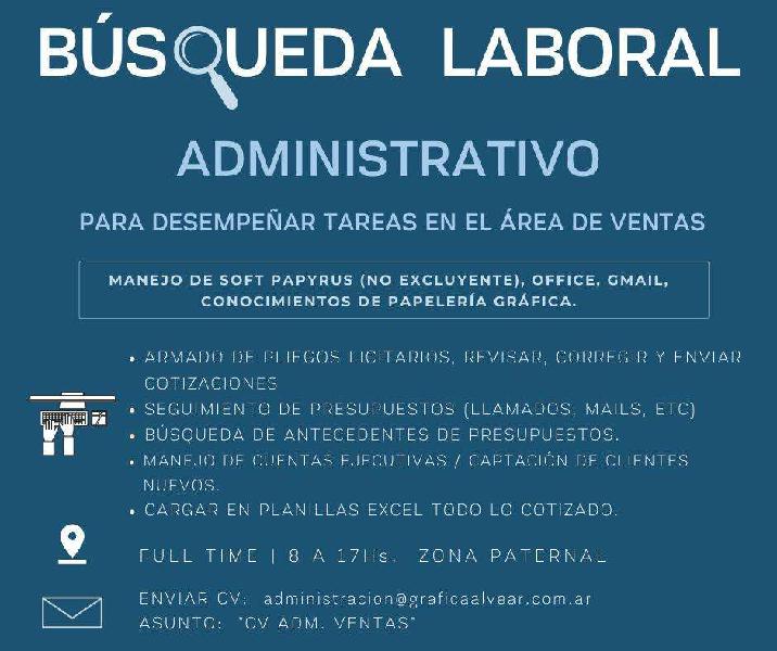 ADMINISTRATIVO/A VENTAS