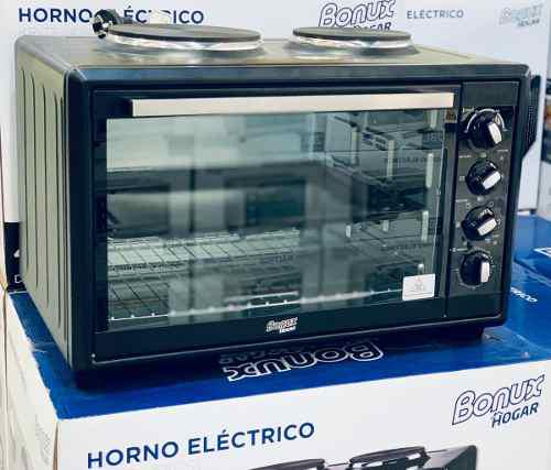 Horno Electrico Bonux Hogar 42lt + 2 Anafes Electricos 3100w