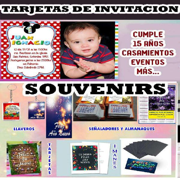 tarjetas y souvenirs para tus fiestas y/o eventos