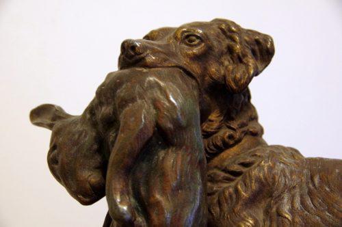 Escultura Bronce Setter Con Liebre Jules Moigniez(1835-1894)