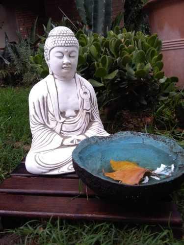 Jardin Zen Meditación Con Buda Grande 28cm, Tarima Y Cuenco