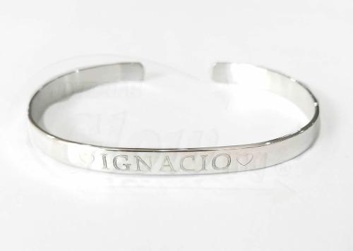 1 Pulsera Esclava Mujer Plata 925 Pinza 5mm Grabada Promo