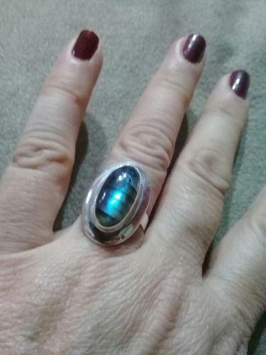 Anillo De Plata Y Labradorita Azul