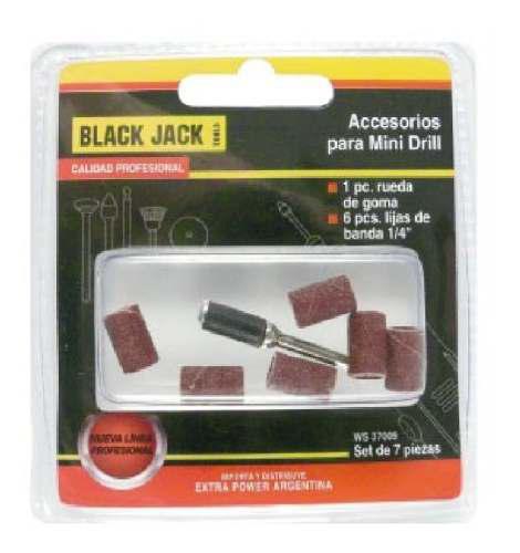 Accesorio Torno Mini Drill 6 Lijas Banda Y Rueda Black Jack