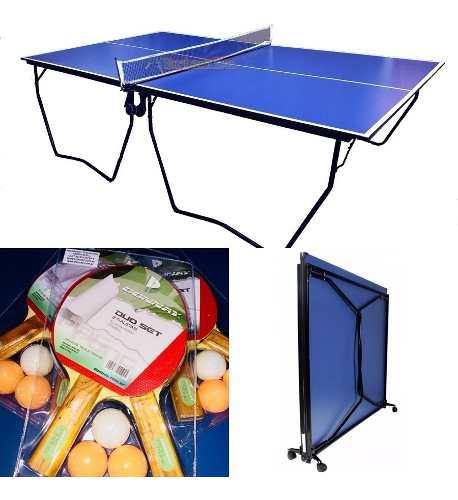 Mesa Ping Pong Profesional Plegable Con Ruedas+ Red+ Paletas