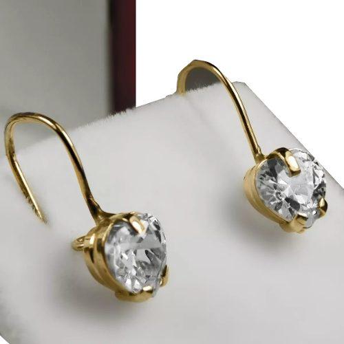 Par De Aros Oro 18 K Corazon Grande Piedra Cubic 1,3 Grs Ar7