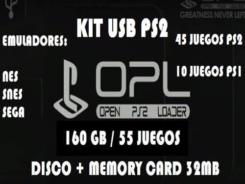 Kit Ps2 Usb Fmb/opl Disco 160gb + Memory Card. Ps2/ps1/emul