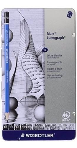 Lapices Staedtler Mars Lumograph X 12 Caja Metalica