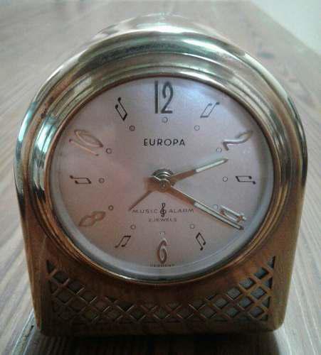 Antiguo Reloj Despertador Europa Cuerda Bronce Alemán