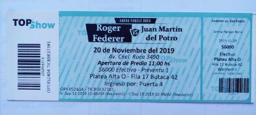 Entrada Del Potro(sverev) Vs Federer Parque Roca