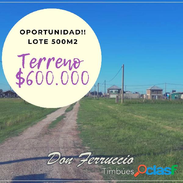 VENDO YA! TERRENO EN TIMBUES 500M2 - ENTREGA INMEDIATA