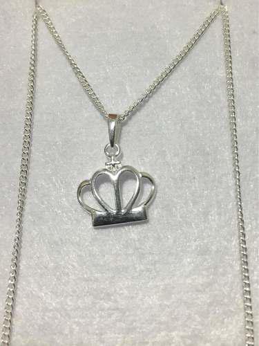 Conjunto Cadena Y Dije De Corona Chica De Plata 925